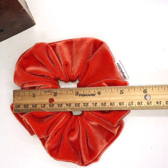 Orange Stretch Velvet Hair Scrunchie Hair Accessory - Picture 8 of 10